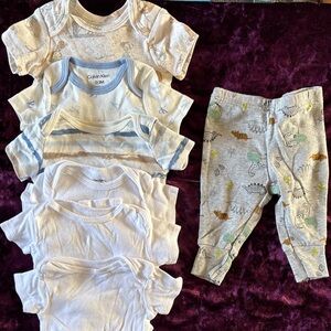 Lot of 6 bodysuits with Dinosaur Pants